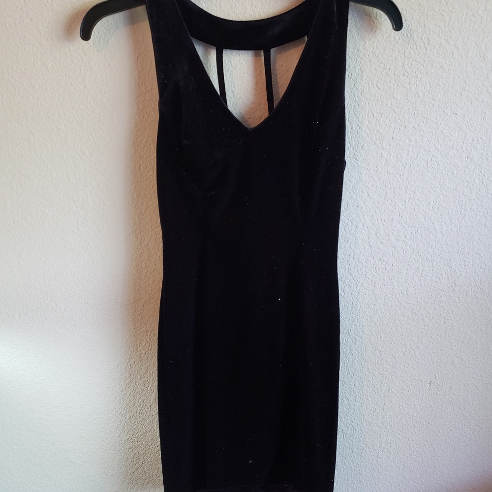 FOREVER21 black velvet sparkle club dress
